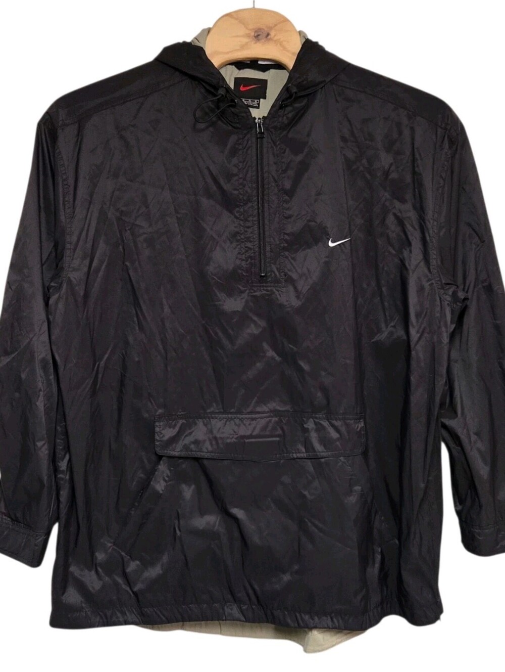 VTG Y2K Nike Windbreaker Jacket Swoosh Logo Back Hit Spellout Men Sz XL Black